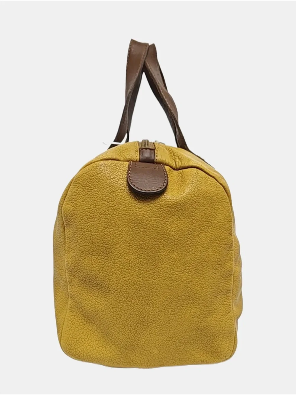 Loewe Yellow Leather Duffel Tote Bag with Brown Handles